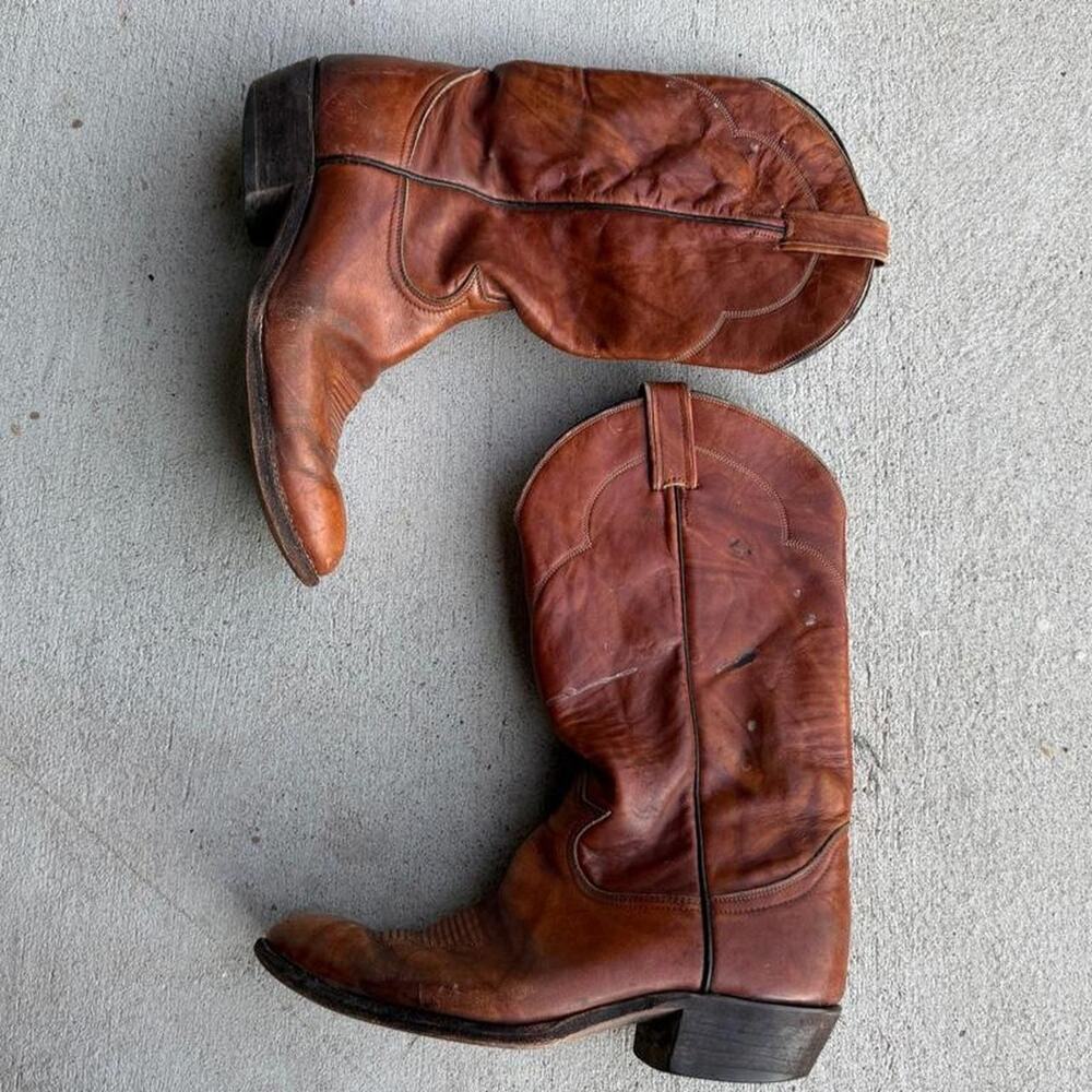 Tony llama western boots mens brown leather size 10B
